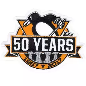 2017 NHL Pittsburgh Penguins 50th Anniversary Offizielles Hockeyspiel Trikot Aufnäher - Bild 1 von 2