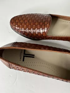 Neu ohne Karton Trotters Damen 5 Liz Halbschuhe geflochtenes Leder flache Schuhe braun - Bild 1 von 9