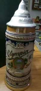 ORIGINAL GERZ West Germany Olympia Beer Stein Pewter Lid - Picture 1 of 11