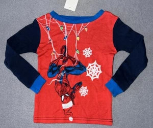 Marvel Spiderman Boys Size 4 Long Sleeve T-Shirt Red Blue Christmas Spider-man - Picture 1 of 6