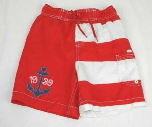 J. Khaki Kids Swimming Trunks Boy's/ Kid's Size 5 Red and White Striped Lined    - Picture 1 of 12