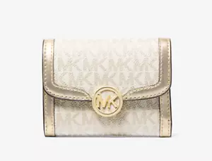 Michael Kors Leida mittlere metallische Signature Logo Geldbörse NEU - Bild 1 von 2