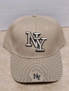 New York Mütze Baseball Cap beige Wollmischung NY BESTICKT verstellbar ungetragen - Bild 1 von 11