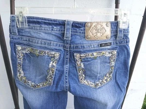 MISS ME  GIRL YOUTH  EASY BOOT BLING DENIM JEANS PANTS SIZE 27 - Picture 1 of 11