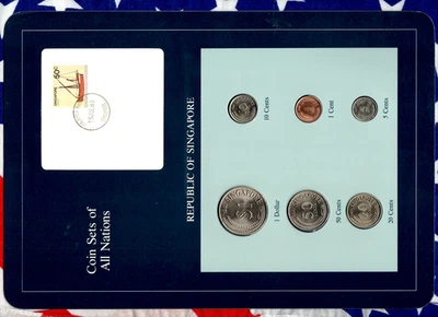 Juegos de monedas de todas las naciones Singapur 1,5,10,20,50 centavos y $1 1981 UNC Foto 1 de 2