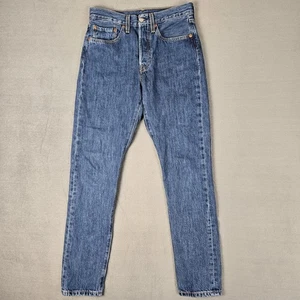 Levis Jeans Womens 26x30 501 S Blue Med Wash Button Fly Premium Straight Big E - Picture 1 of 14