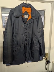 Original Navy Blue Parka Hooded Winter Jacket Coat Size Large Very Heavy & Thick - Picture 1 of 10