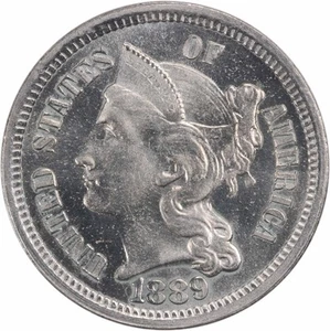 1889 Three Cent Nickel Choice BU Uncertified #239 - Picture 1 of 2