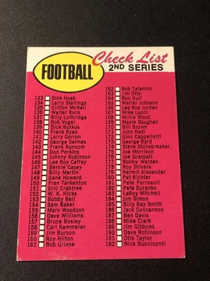 Lista de verificación Topps 1969 lista de verificación segunda serie (fútbol amarillo) #132 Foto 1 de 4