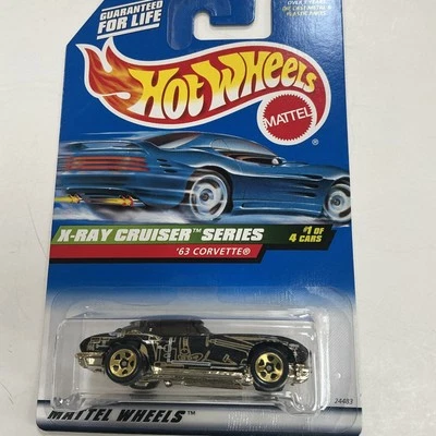 1999 Hot Wheels #1114 X-Ray Cruiser Series 1/64 '63 CORVETTE Black & Gold 24483 - Image 1 of 2