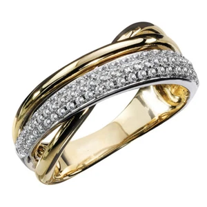 8mm Cross AAA CZ Band Women's White Gold Filled Anniversary Party Ring Sz 6-10 - Picture 1 of 3