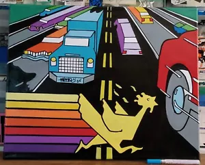 Atari, Retro Atari Painting. Freeway Atari Game, Original Graffiti Art Canvas - Picture 1 of 7