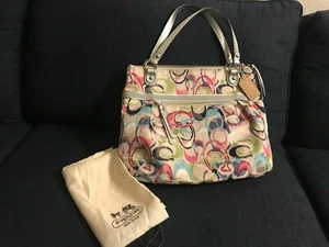 Brand New Coach Y2K Poppy Ikat Multi Signature Glam Shoulder Tote Never Used - Foto 1 di 5