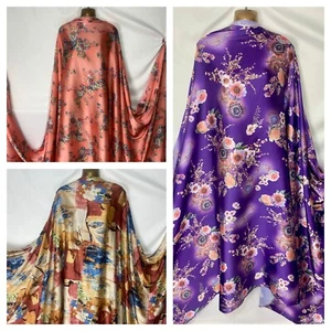 *NEW* L/Weight Smooth Liquid Satin Floral/Abstract Print Fabric *FREE POSTAGE* - Picture 1 of 22