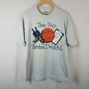 Basketball They Play Therefore I Watch TShirt Large L Vintage Single Stitch Vtg - Picture 1 of 9