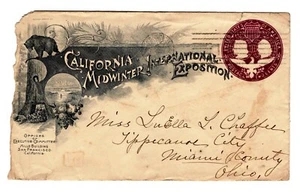 Postal History 1894 California Midwinter Exposition Calif to Tippecanoe City, OH - Picture 1 of 2