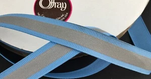 5 YDS 5/8” OFFRAY BLUE SEW-ON TAPE REFLECTIVE STRIP SAFETY GROSGRAIN RIBBON - Picture 1 of 3