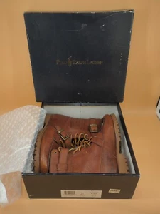 Ralph Lauren RADBOURNE Tan Ranger Leather Boots Men 9.5D 9.5 Excellent Condition - Picture 1 of 16