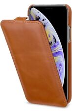 StilGut Case Compatible with iPhone Xs, Fully Protective Thin Real Leather Flip