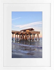 12x16 Holz Bilderrahmen für 8x12 Bilder Wandmontage Echtglas mit Passepartout, weiß - Bild 1 von 8