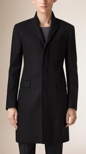 Men Burberry Coat Overcoat Black Formal Wool & Cashmere Size UK/US46 - Picture 1 of 10