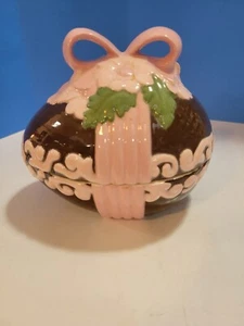 Glazed Ceramic Easter Egg Covered Dish 6" Tall And 6" Long - Picture 1 of 6