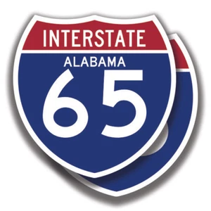 ALABAMA INTERSTATE 65 STICKER Highway 2 Decals State Road Sign Bogo Car Window - Picture 1 of 1