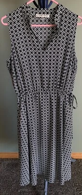 Vestido Jones Studio estampado negro/blanco sin mangas con corbata lateral talla 10 Foto 1 de 3