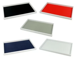 White Plastic 1 Inch Deep Stackable Display Tray with Choice of Presentation Pad - Picture 1 of 10