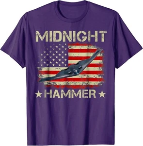 Retro Midnight Hammer B-2 Stealth Jet Operation USA Flag Tee Unisex T-Shirt - Picture 1 of 9