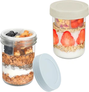 16 Oz Overnight Oats Containers with Airtight Lids - 2-Pack Leak-Proof Wide Mout - Picture 1 of 8