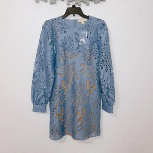 Michael Kors Chambray Palm Guipure Lace Mini Dress Limited Edition NWT Org $355 - Picture 1 of 32