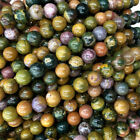 Wholesale Natural Genuine Yellow Green Rainbow Ocean Jasper Round Loose Beads