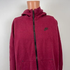 Nike Tech Fleece Full Zip Hoodie Sweatshirt Maroon Red Size L - Picture 1 of 4