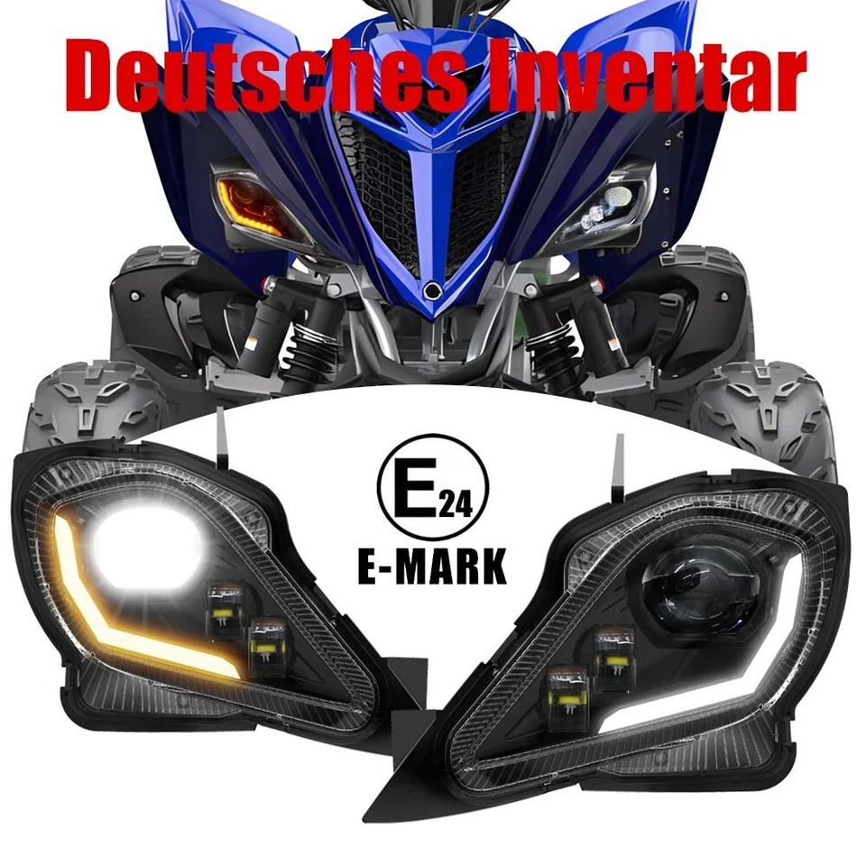 Für YAMAHA RAPTOR YFZ 450 700R YFM 250 350 700 2006-2024 LED-Scheinwerfer Hi/Lo - Bild 1 von 4
