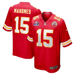 PATRICK MAHOMES #15 Kansas City Chiefs Red Home Jersey w SBLVIII Men Size Medium - Picture 1 of 4