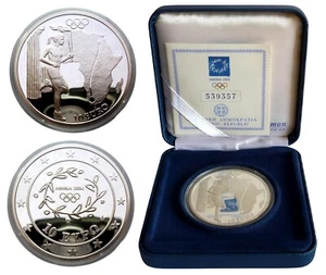 Greece 10 Euros Athens 2004 Silver Coin Proof Torch Runner - Map of Africa ! - Picture 1 of 5