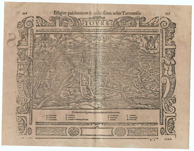 Antique Map "Tours" (France) S. Munster, 1572 - Image 1 of 3