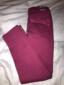KidPik Girls Size 5 Denim Straight Burgundy Jeans Cotton/Spandex New (AH) - Picture 1 of 4