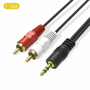 2 RCA Male Plug to 3.5mm Female Aux Audio Headphone Jack Converter Adapter Cable - Picture 1 of 4