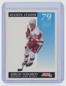 1991-92 Score NHL Sergei Fedorov . Detroit Red Wings #298
