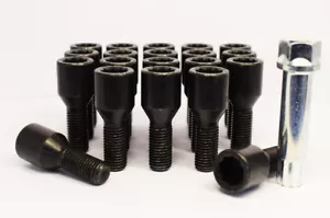 20 x M12 x 1.5, 28mm Thread, Tuner Bolts with Key (Black) - Picture 1 of 3