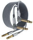 1/4 Inch TRS Instrument Cable 20Ft 2-Pack,Right-Angled to Straight 6.35Mm Male J