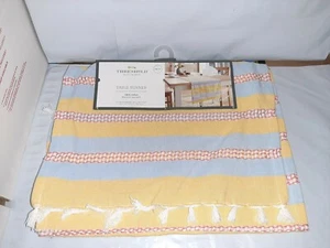 Threshold Table Runner w/ Fringe/Tassel Edges 14x72” 100% Cotton Yellow Blue - Picture 1 of 5