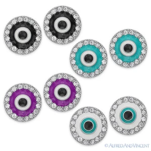 Pendientes de tachuelas de nazar turco griego Mati Hamsa judaica cábala cz con tachuelas de mal de ojo - Imagen 1 de 5
