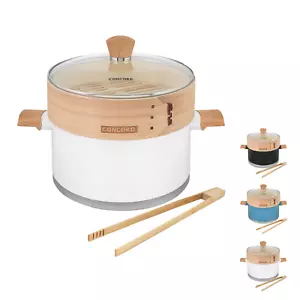 CONCORD Natural Bamboo Steamer with Stainless Steel Steamer Pot (10"/24 CM) - Picture 1 of 8