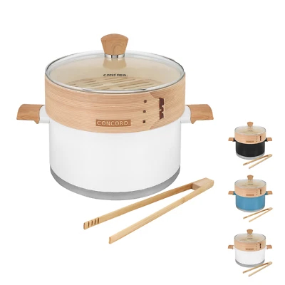CONCORD Natural Bamboo Steamer with Stainless Steel Steamer Pot (10"/24 CM) - Image 1 of 4