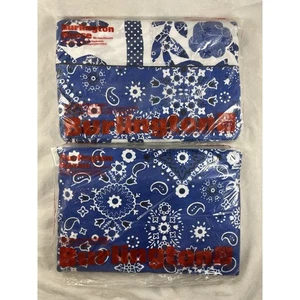 Burlington Blue Bandana Print Twin Sheets Flat Fitted Boho Western New Sealed - Picture 1 of 6