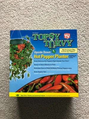 Plantadoras de pimienta caliente al revés Topsy Turvy como se ve en la televisión nuevas. Foto 1 de 4