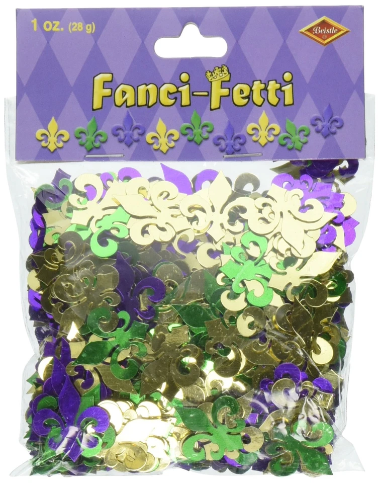 Fanci-Fetti Fleur De Lis Party Accessory – Gold, Green, Purple, 1 Count, 1oz Foto 1 de 1